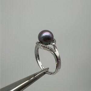 Elegant Sterling Silver Demon Purple Freshwater Pearl Ring